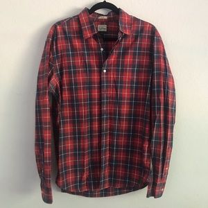 J. crew men’s red and blue plaid slim shirt Large
